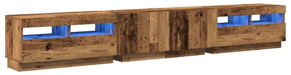 Antik fa színű szerelt fa TV-szekrény LED-ekkel 260x35x40 cm