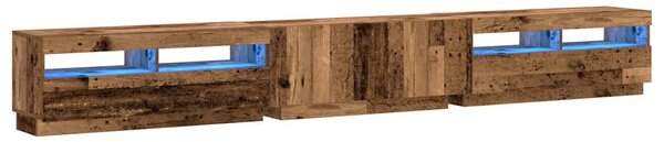 Antik fa színű szerelt fa TV-szekrény LED-ekkel 300x35x40 cm