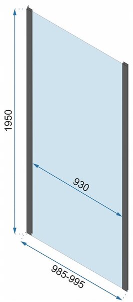 Rea Rapid, tömör fal Rapid zuhanykabinhoz 100 x 195 cm, 6 mm átlátszó üveg, arany profil, REA-K5625