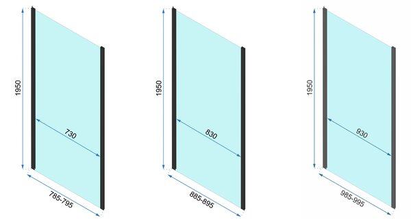 Rea Rapid, tömör fal Rapid zuhanykabinhoz 100 x 195 cm, 6 mm átlátszó üveg, arany profil, REA-K5625
