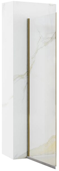 Rea Rapid, tömör fal Rapid zuhanykabinhoz 100 x 195 cm, 6 mm átlátszó üveg, arany profil, REA-K5625
