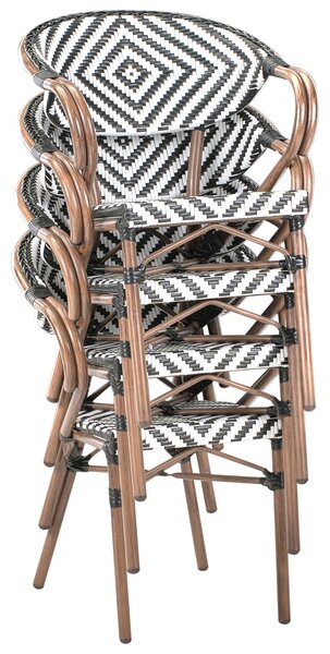 Négydarabos kerti szék szett CASPRI PE Rattan Fekete/fehér
