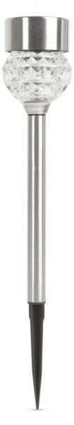 LED-es szolár lámpa - leszúrható - szálcsiszolt fém + üveg - 270 mm
