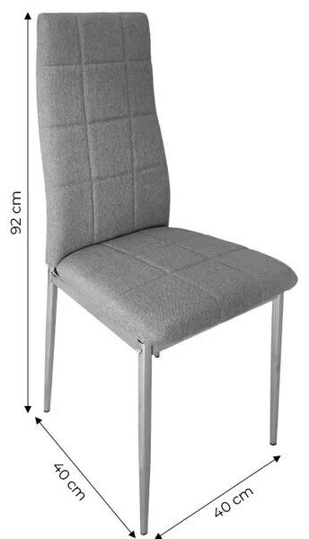 4 darabos kárpitozott, szürke színű, kárpitozott székkészlet étkezőbe és nappaliba, 4 darab, szürke