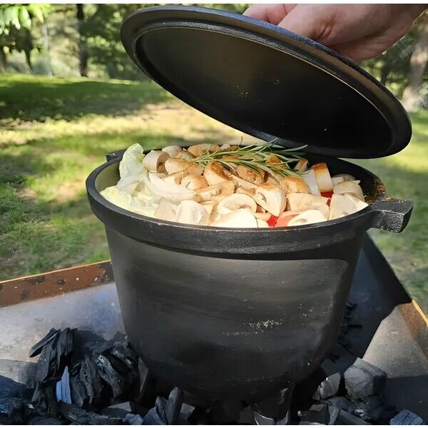 Kociołek żeliwny stojący 5l garnek myśliwski ognisko grill multigarden