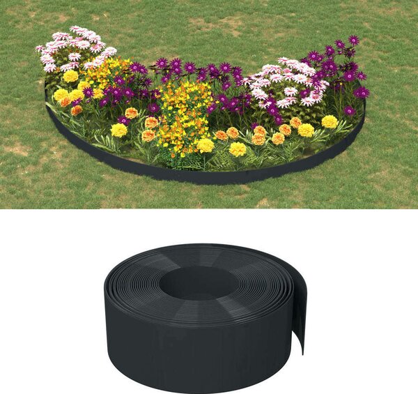 VidaXL 3 db fekete polietilén kerti szegély 10 m x 20 cm