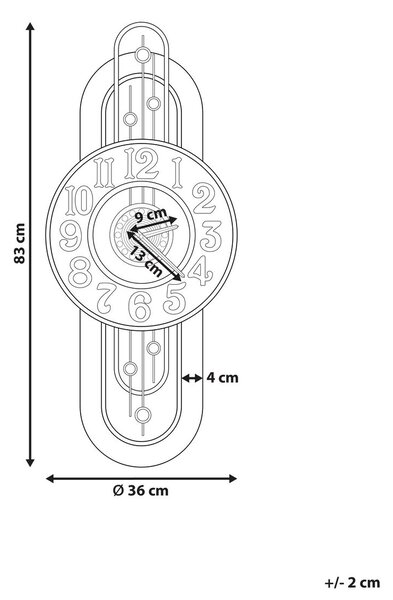Fali óra NOBELIUM 36 cm Fém Arany