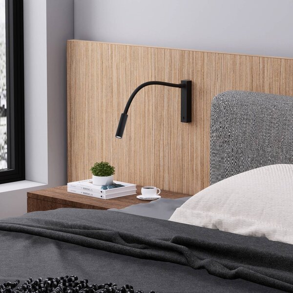 Molto Luce Arok LED-es fali lámpa, fekete, alumínium, 49 cm-es kiugrással, Fekete, Hálószoba, Alumínium, Modern