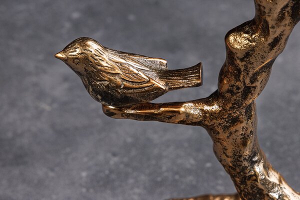 Oldalasztal BIRDS 60cm levél design antik sárgaréz kültéri