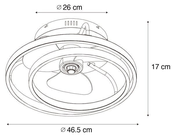 Acél mennyezeti ventilátor 46,5 cm LED-del, távirányítóval - Kees