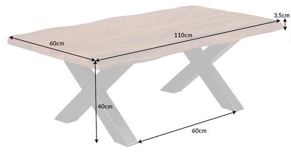 Dohányzóasztal MAMMUT 110cm X-legs 35mm akácfa mézes kivitelben