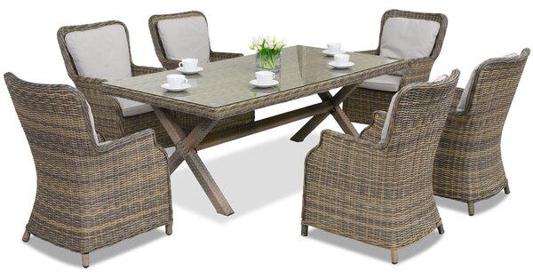 Exkluzív London Garden Point cappuccino technorattan étkészlet