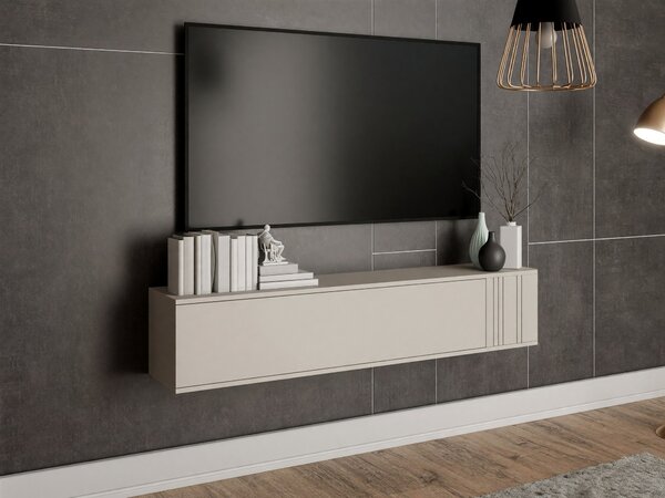 TV-állvány Oratio, Laminált forgácslap, Közepes sűrűségű farostlemez, 30x150x31cm, Kasmír, Fekete