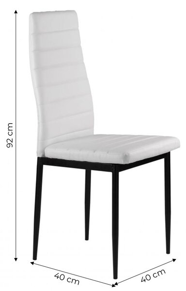 4 db-os étkezőszék garnitúra nappaliba, ökobőrrel, ergonomikus háttámlával, fehér színben