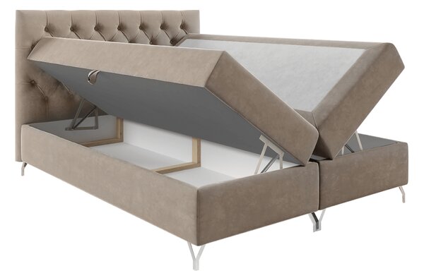 KONDELA Boxspring ágy, 200x200, bézs Velvet szövet, GULIETTE + ajándék