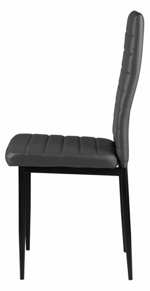 4 db-os székkészlet nappaliba és étkezőbe, ökobőrrel, ergonomikus háttámlával, szürke színben