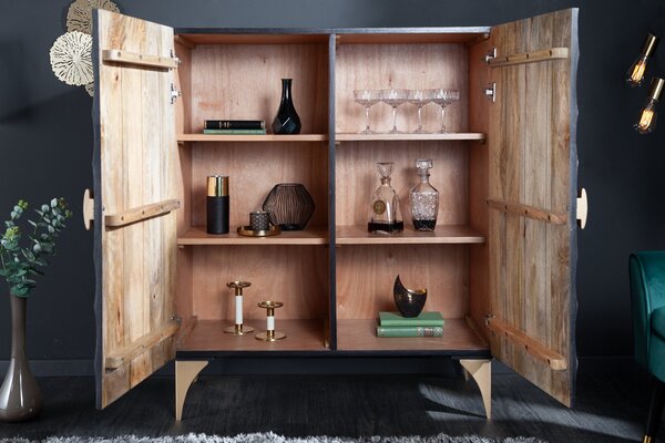 Highboard GOLDEN SUNSET 120cm 3D mangófa ​​fekete arany
