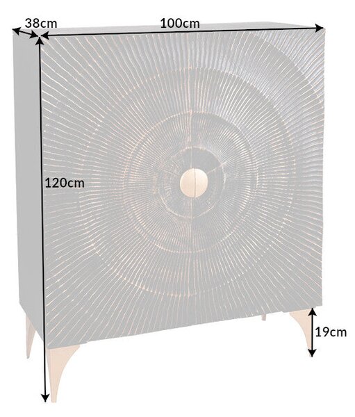 Highboard GOLDEN SUNSET 120cm 3D mangófa ​​fekete arany