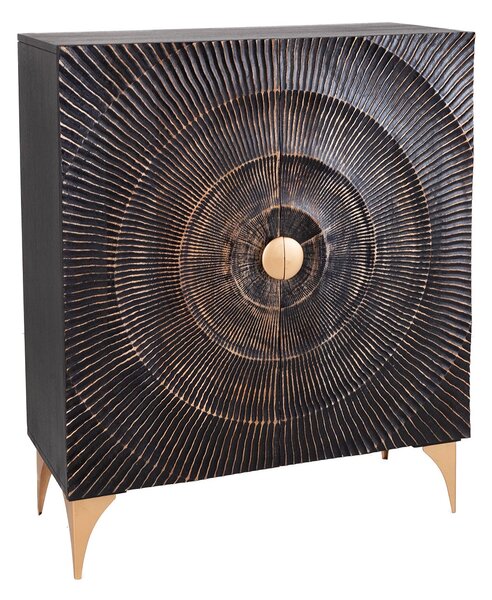 Highboard GOLDEN SUNSET 120cm 3D mangófa ​​fekete arany