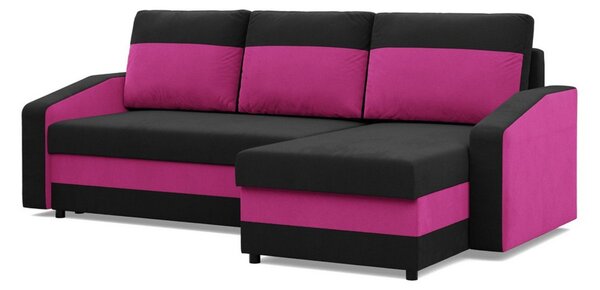 HEWLET 2-es modellű kihúzható sarokkanapé Fekete-lila