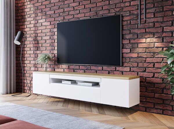 BUTORLINE TV szekrény ENO 200 fehér / artisan tölgy