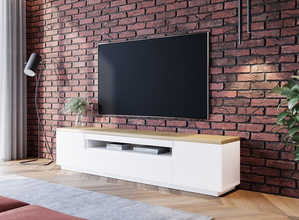 BUTORLINE TV szekrény ENO 200 fehér / artisan tölgy