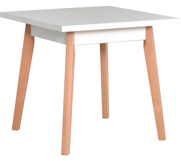 BUTORLINE Asztal OSLO 1 80x80 fehér / természetes bükk
