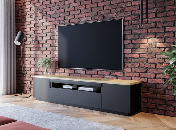 BUTORLINE TV szekrény ENO 200 fekete / artisan tölgy