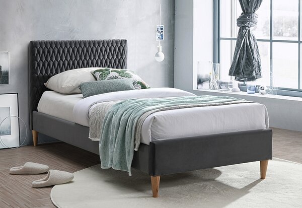 AZURRO Velvet kárpitozott ágy + matrac COMFORT, 90x200, bluvel 14/tölgy