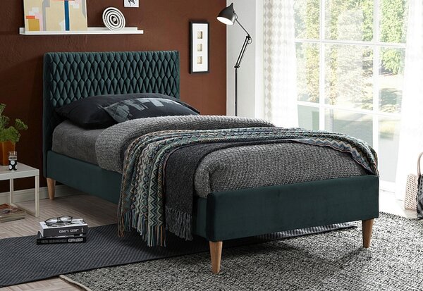 AZURRO Velvet kárpitozott ágy + matrac COMFORT, 90x200, bluvel 78/tölgy