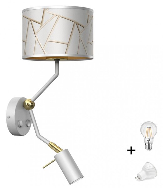 Milagro Ziggy fehér fali lámpa (MLP7562) 1 x E27 + 1 x GU10 + ajándék LED izzók
