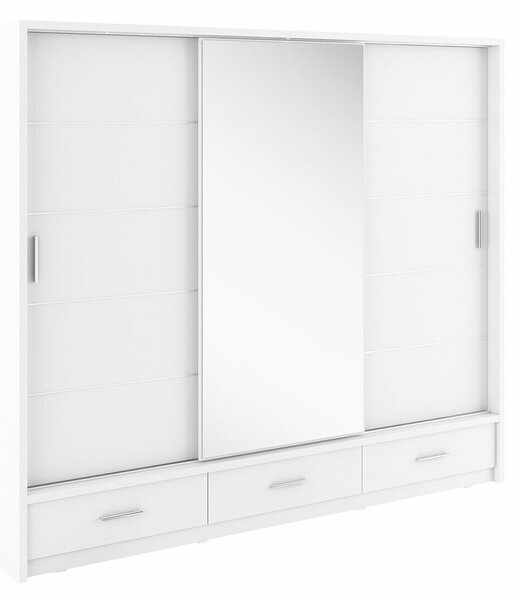 Gardróbszekrény Fresno 100, Laminált forgácslap, 215x250x63cm, Fehér