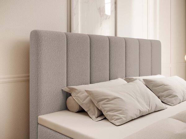 CANIRA kárpitozott boxspring franciaágy ágyneműtartóval 140x200 - bézs