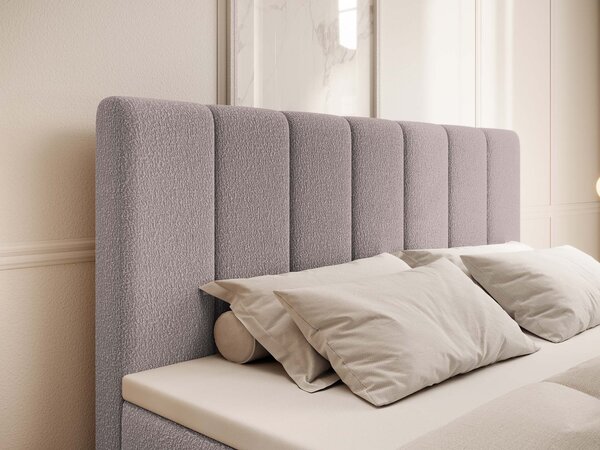 CANIRA kárpitozott boxspring franciaágy ágyneműtartóval 140x200 - rózsaszín