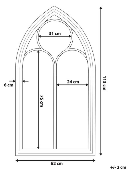 Falitükör TRELLY 62 cm 113 cm Fém Fehér