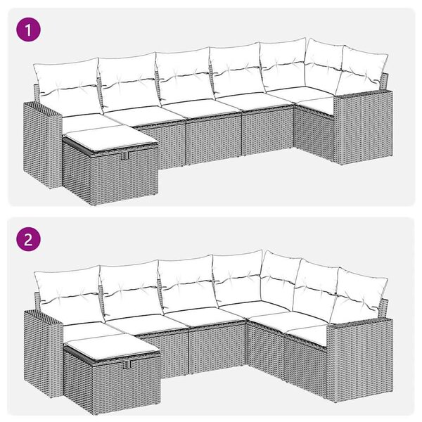 VidaXL Polyrattan Kerti Ülőgarnitúra - 7 részes