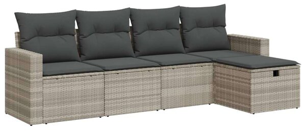 VidaXL 5 részes Polyrattan Kerti Ülőgarnitúra - Világos Szürke