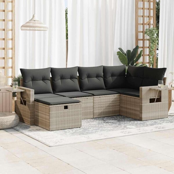 VidaXL Polyrattan Kerti Ülőgarnitúra - 6 részes - Világosszürke