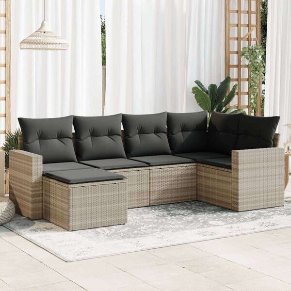 VidaXL Polyrattan Kerti Ülőgarnitúra - 6 részes - Világosszürke