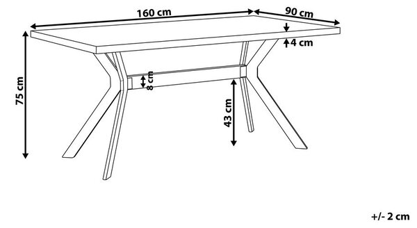 Étkezőasztal BENSON Szürke betonhatás 160 cm 90 cm