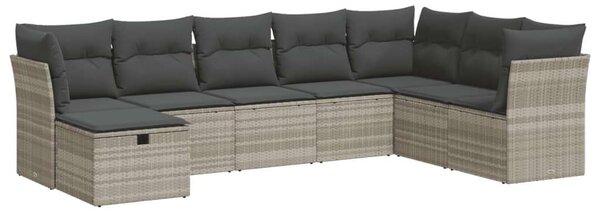 VidaXL Polyrattan Kerti Ülőgarnitúra - 8 részes - Világosszürke