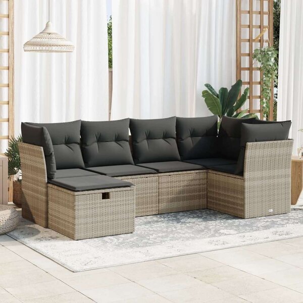 VidaXL Polyrattan Kerti Ülőgarnitúra - 6 részes - Világos Szürke