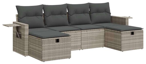 VidaXL Polyrattan Kerti Ülőgarnitúra - 6 részes, Világosszürke