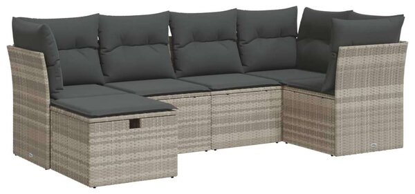 VidaXL Polyrattan Kerti Ülőgarnitúra - 6 részes - Világos Szürke