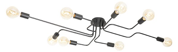 Design plafondlamp zwart 8-lichts - Facile