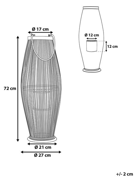 Lámpás TAHITI Bambusz 72 cm Fekete