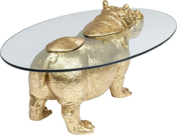 Kare Design Hippo Dohányzóasztal Arany Üveglappal