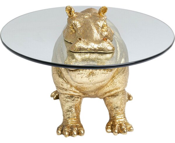 Kare Design Hippo Dohányzóasztal Arany Üveglappal