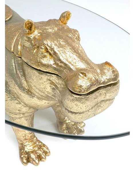 Kare Design Hippo Dohányzóasztal Arany Üveglappal