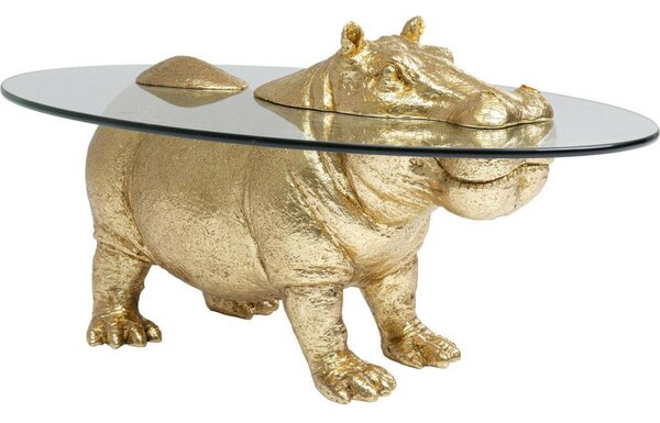 Kare Design Hippo Dohányzóasztal Arany Üveglappal